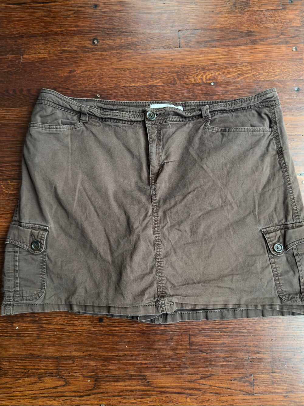 croft & barrow Brown Stretch Skirt with Topstitch Detail